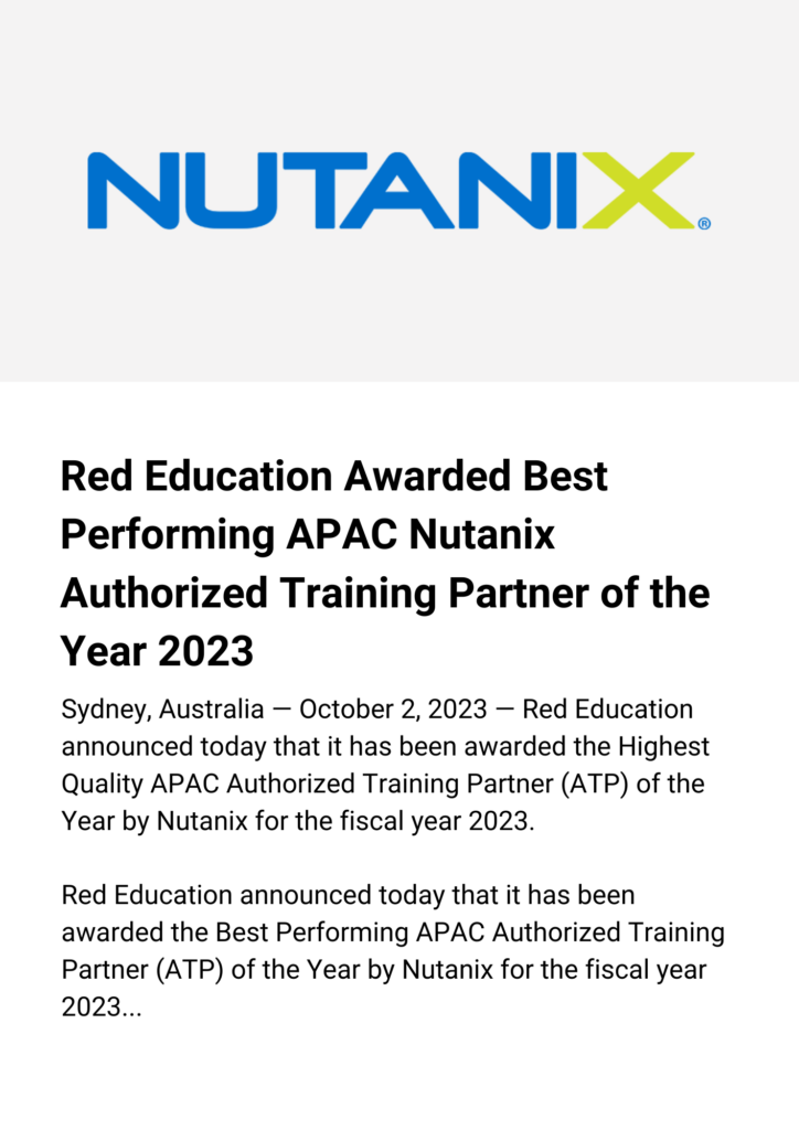 APAC Nutanix Authorized Training Partner of the Year 2023