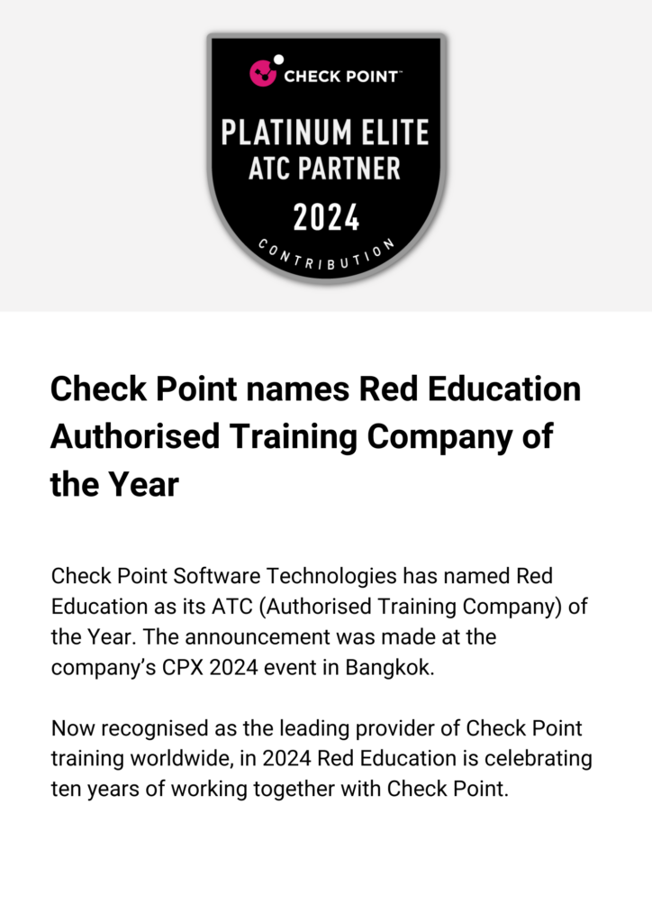 Check Point names Red Education Authorised Training Company of the Year